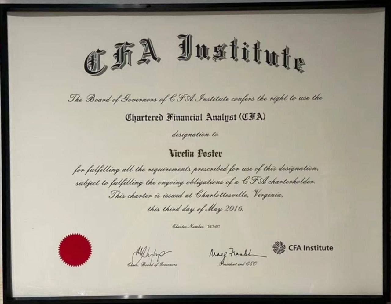 CFA® Charter — Virelia Foster
